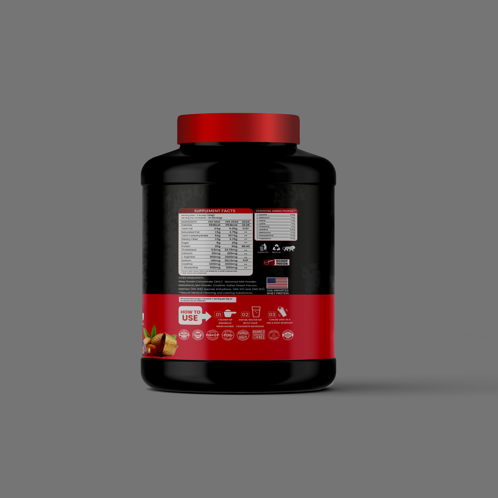 prime core_mass gainer_indian dessert_Back Prime Core Anabolic Mass Gainer 3kg | Rich Chocolate - Image 2